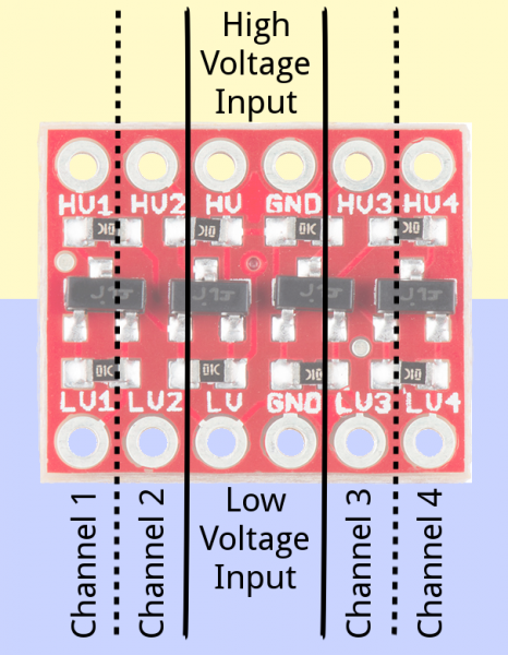 Módulo conversor de nível lógico bidirecional I2C de 4 canais 5V - 3.3V