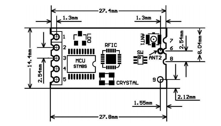 Módulo RF 433Mhz com comunicação serial UART HC-12 RS232 TTL 3.3V e 5V para 1000m