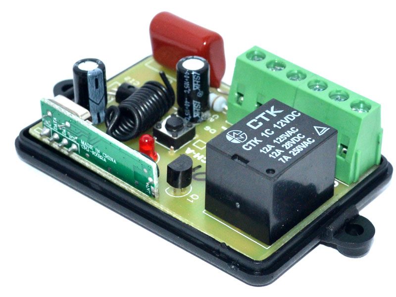 Controle remoto 3 botões + Módulo relê 1 canal RF 433Mhz 12Vdc RL01A-12 com entrada para interrup...