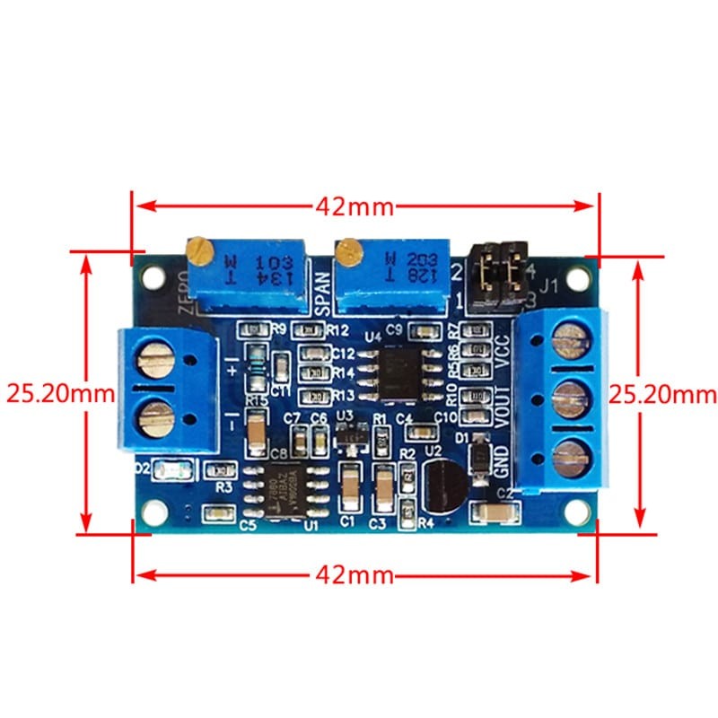 Módulo conversor de corrente 4-20mA para tensão 0~2.5V, 3.3V, 5V, 10V ajustável