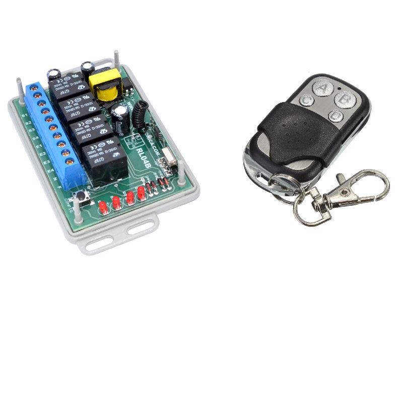 Kit controle remoto 4 botões + Módulo relê para automação residencial RF 433Mhz bivolt 4 canais...