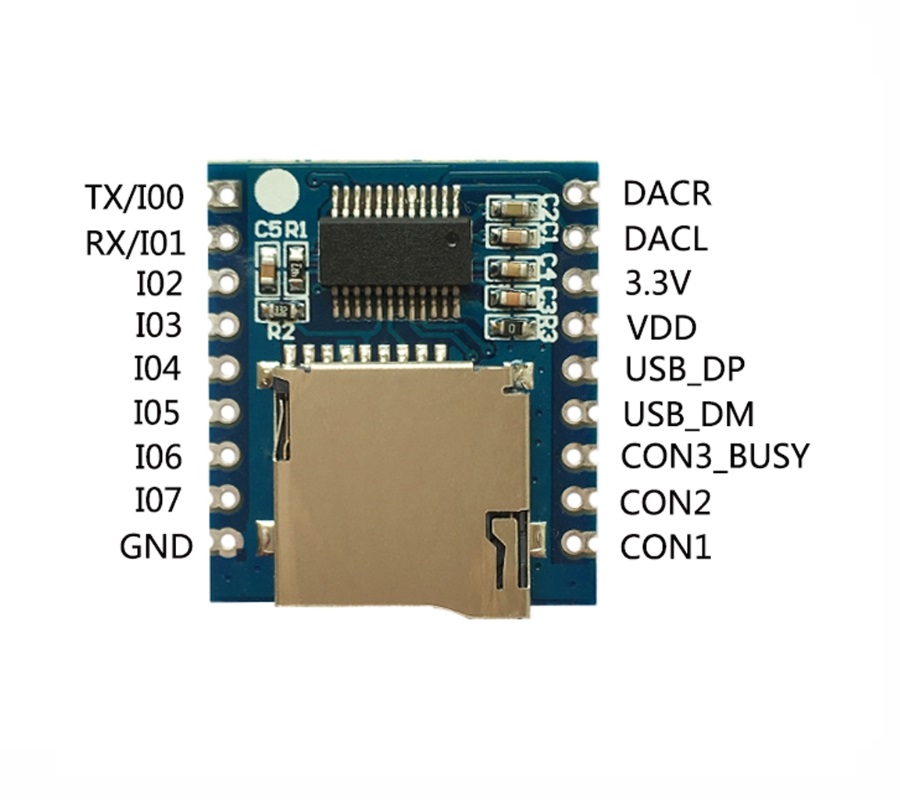 Módulo leitor de cartão SD MP3 serial RS232 TTL XY-V17B