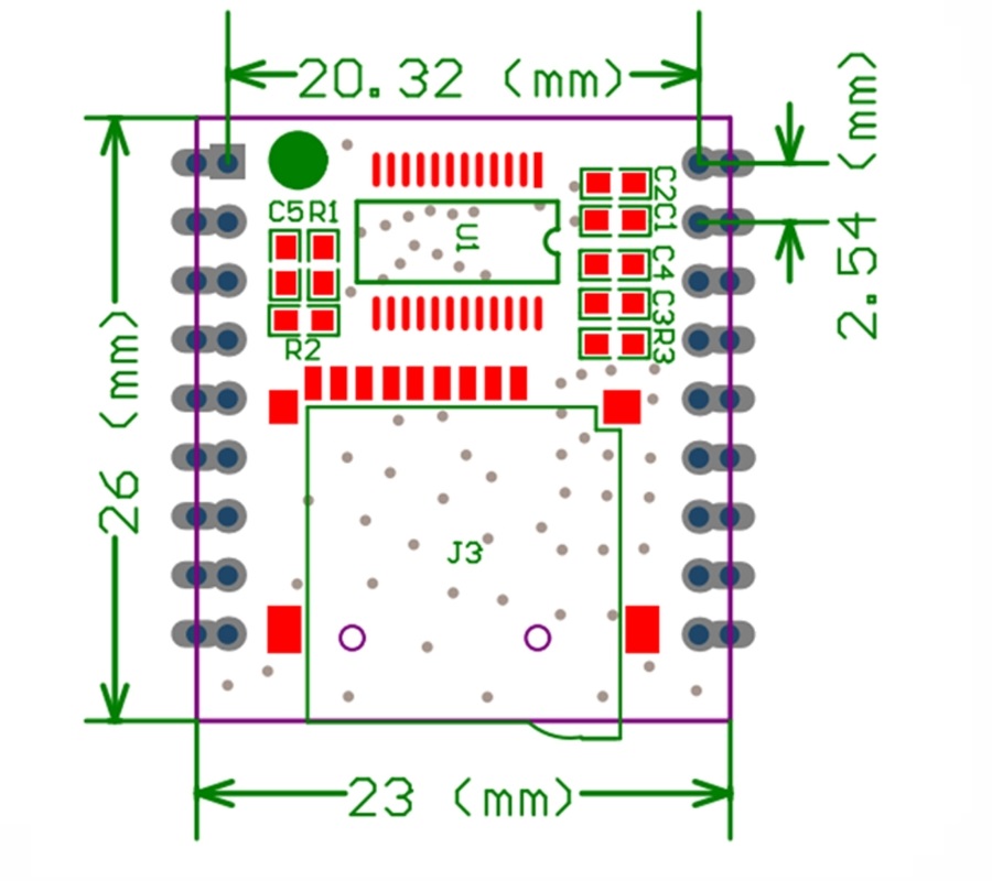 Módulo leitor de cartão SD MP3 serial RS232 TTL XY-V17B