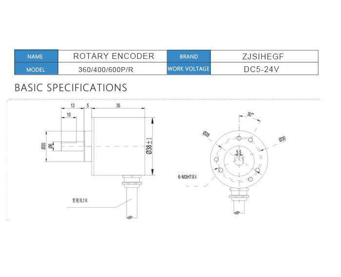 Encoder Incremental Rotativo 400 Pulsos 5-24Vdc NPN coletor aberto