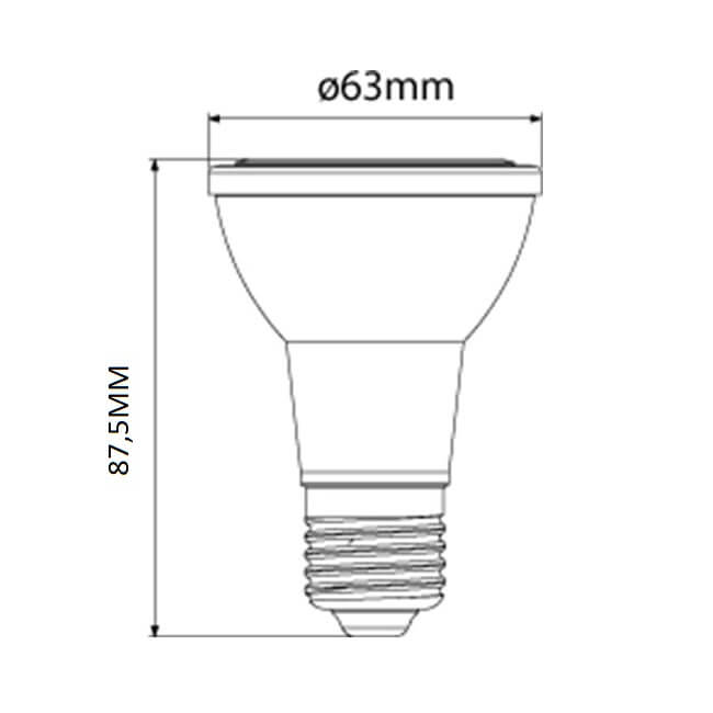 Lâmpada LED PAR20 Dimerizável Bivolt 8W 2700K Branco quente E27 Galaxy LED