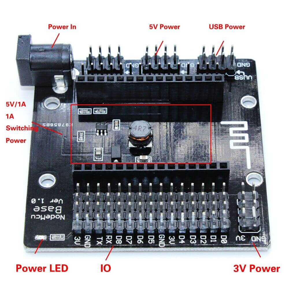 Módulo adaptador terminais conectores com regulador 5V 1A para NodeMCU V3 ESP8266