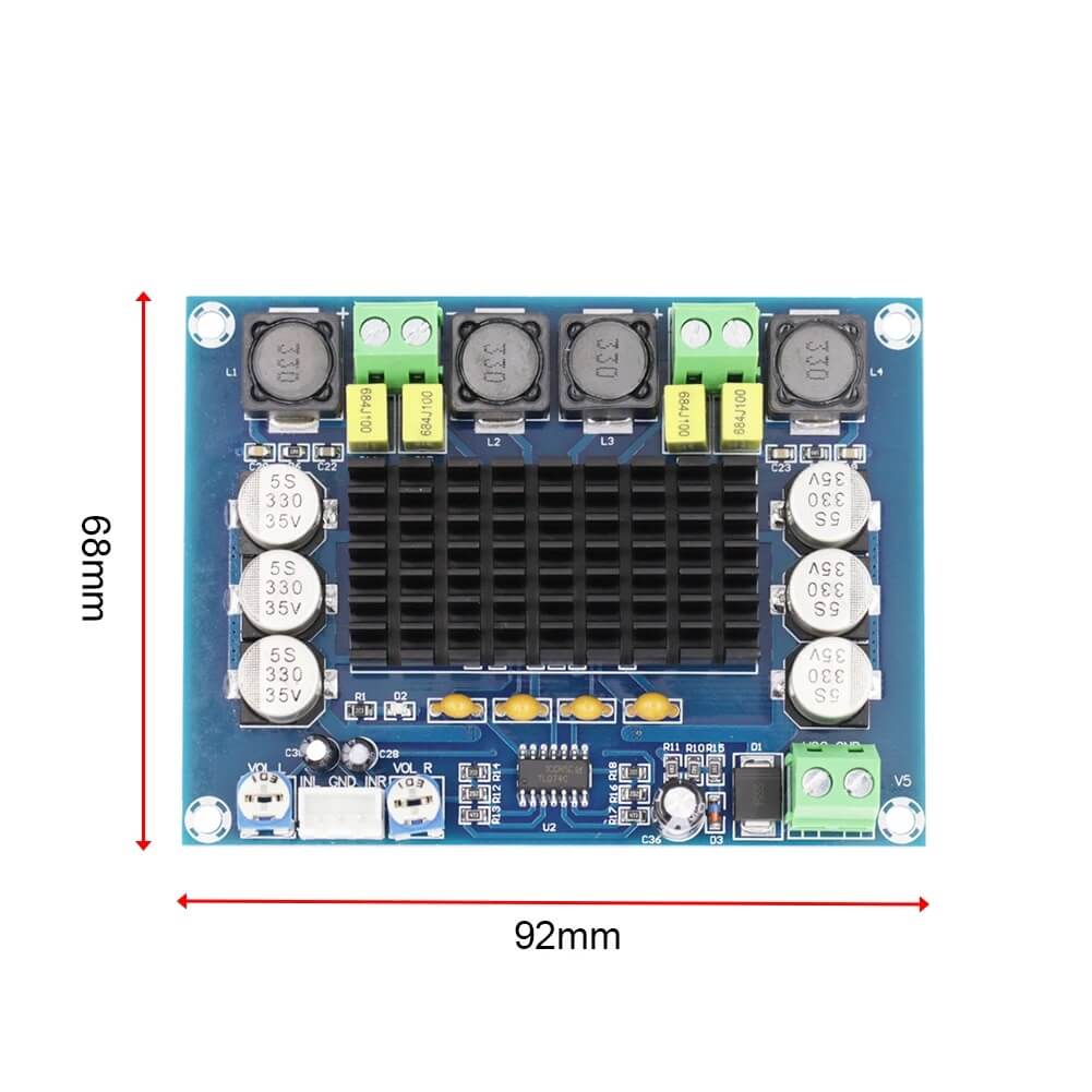 Amplificador estéreo digital 2x120W TPA3116D2 XH-M543 12V a 24V