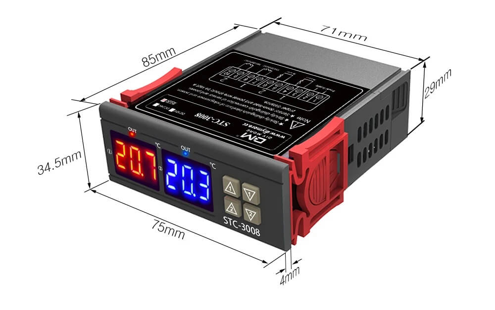 Termostato digital controlador de temperatura duplo STC-3008 127V 220V