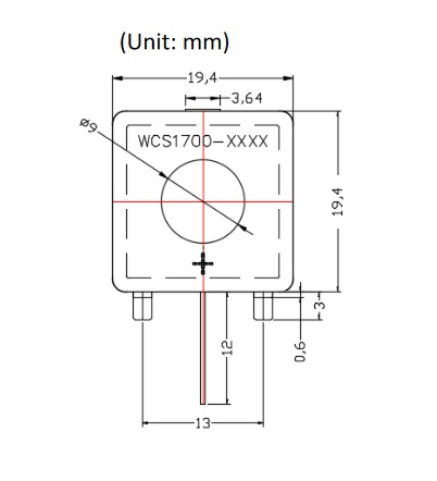 Módulo sensor de corrente HALL 70A DC 50A AC ajustável WCS1700