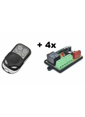 Kit controle remoto 4 botões + 4 x Módulo relê 1 canal RF 433Mhz 220V RL01A-220 com entrada para ...