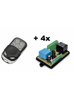 Kit controle remoto 4 botões + 4 x Módulo relê 1 canal RF 433Mhz 127V RL01A-127 com entrada para ...