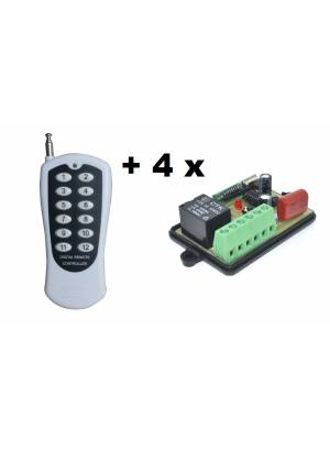 Kit controle remoto 12 botões + 4 x Módulo relê 1 canal RF 433Mhz 220V RL01A-220 com entrada para...