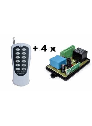 Kit controle remoto 12 botões + 4 x Módulo relê 1 canal RF 433Mhz 127V RL01A-127 com entrada para...