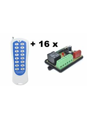 Kit controle remoto 16 botões + 16 x Módulo relê 1 canal RF 433Mhz 127V RL01A-127 com entrada par...