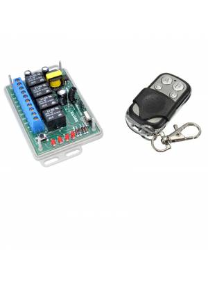 Kit controle remoto 4 botões + Módulo relê para automação residencial RF 433Mhz bivolt 4 canais...