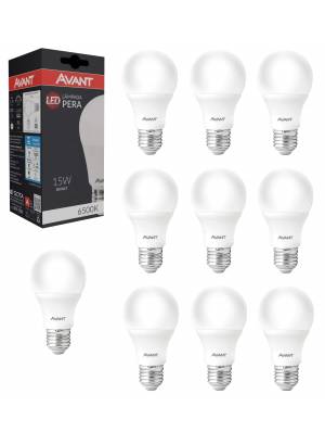 KIT 10 x Lâmpada Pera LED Bulbo A60 15W 6500K bivolt Branco frio E-27 AVANT