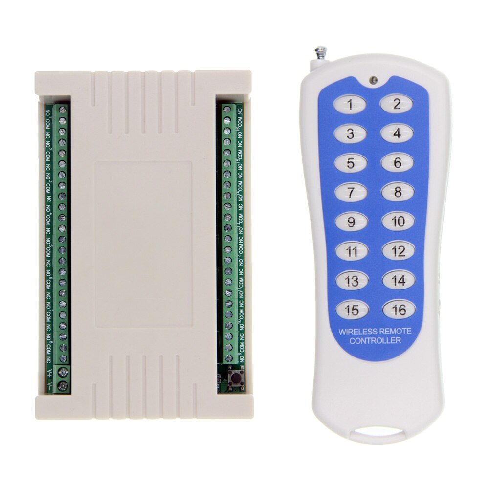 Módulo de relés de 16 canais 12V com controle remoto RF 433Mhz - Ideal para automação residencia...